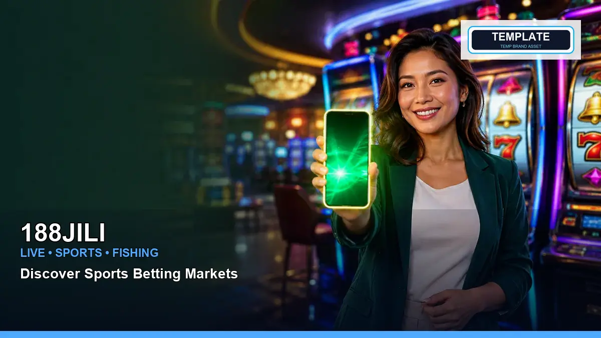 188JILI casino first deposit rewards featuring an adult Filipina casino host with a vivid composition